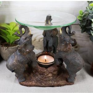 1 Pcs of Trio Elephants Oil Warmer Statue Wax Tart Burner Aroma Diffuser Figurine
