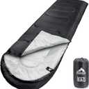 MEREZA Sleeping Bags XL for Adults Mens Large Wide Sleeping Bag for Camping & Backpacking Big and Tall Sleeping Bags for Women 4 Season Warm & Cool Weather with Compression Sack 20-32°F, Black