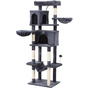 70-Inch Cat Tree,Large Cat Tree Tower with Hammock, Scratching Post, Condo and Multi-Level Cat Tower for Large Cats, Cat Activity Center Playhouse, Dark Gray LCT016 (Deep Grey)