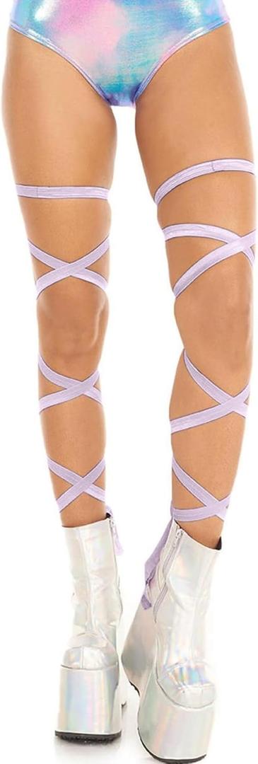 Rave Leg Wrap for Women - EDC Festival Outfit Elastic Non-Slip Strap Music Concert Accessories Neon Cosplay Costume (One Size, Lavender Purple)
