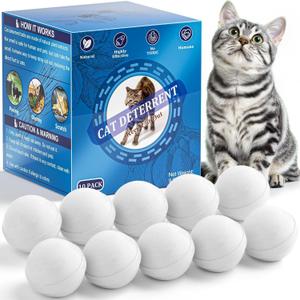 Ponal Cat Deterrent Outdoor, Natural Cat Repellent Ball Outdoor Indoor Keep Cats Out of Yard Lawn Garden Prevent Scratch and Chew, 10 Pack
