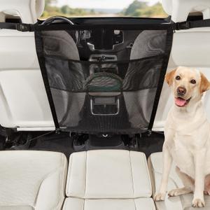 Dog Car Barrier,Dog Net for Car Divider,Pet Barrier with Mesh Organizer,Universal for Car,SUV,Truck (12.95 x 7.52 x 2.2 in)