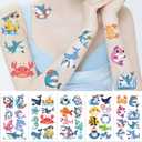 10 Sheets Shark Temporary Tattoos Birthday Themed Party Supplies Decoration Favors Cartoon Cute Sticker for Kids Boys Home Activity Class Prizes Carnival Christmas Rewards (green)