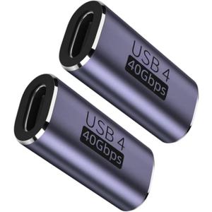 USB C Female to Female Adapter 2Pack, 40Gbps USB4 Adapter Support 100W, 8k@60Hz, 5K@60Hz, 4K@120Hz Compatible with Thunderbolt 4/3, MacBook Pro 2021, MacBook Air 2022 and More Type C Devices