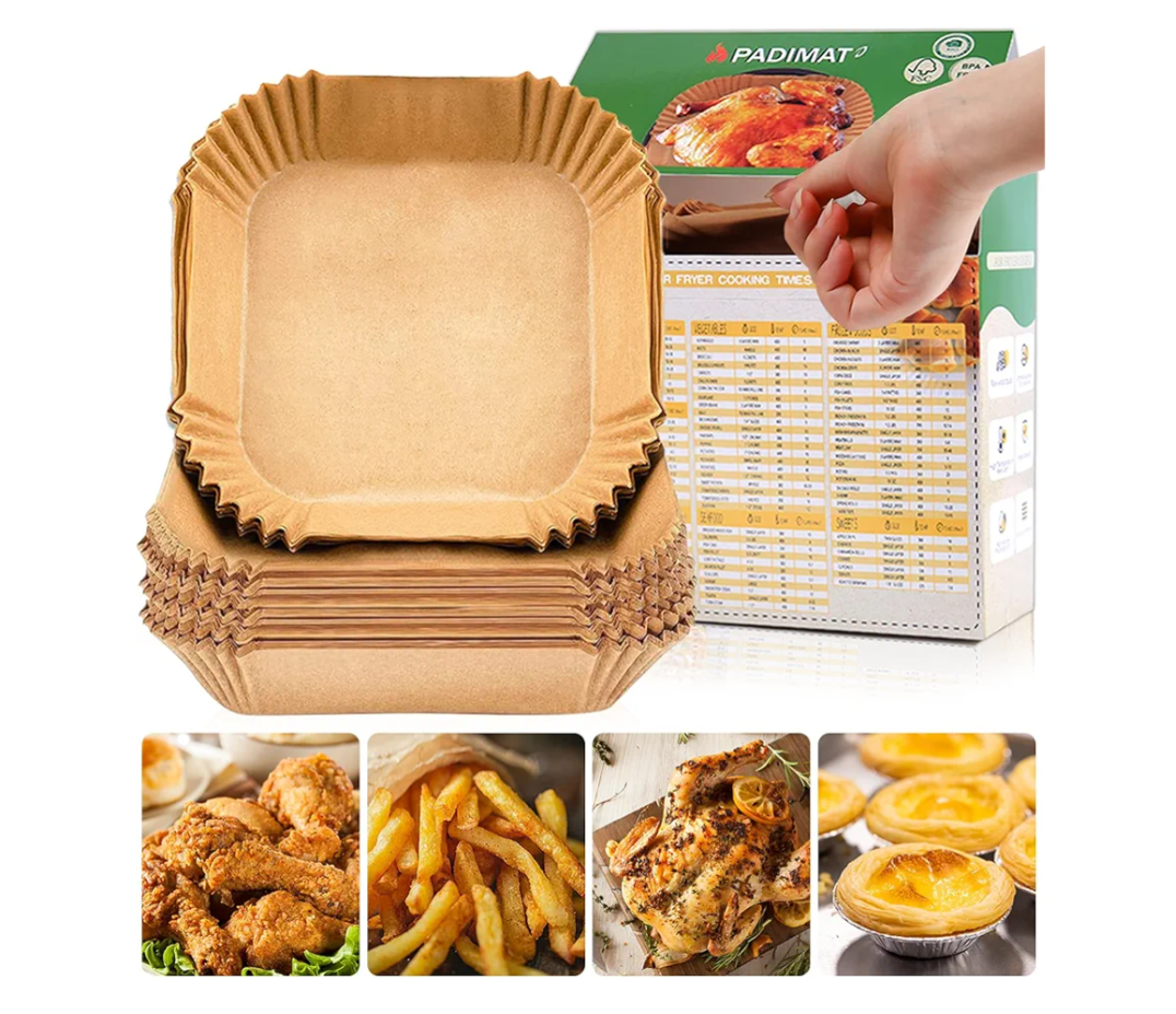 Disposable Paper Liners, 120 Pcs Square Airfryer Parchment Cooking Non-Stick Liner Accessories, Microwave Oven, Frying Pan, Oil-proof Air Fryers Filters Sheet for 2 3 4 4.5 Qt Baking Basket