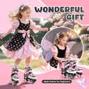 NEMONE Mermaid 4 Size Adjustable Light up Roller Skates for Girls, Purple Blue Skates for Toddlers, Beginner Kids Butterfly Roller Skates Indoor Outdoor
