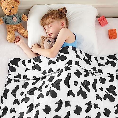 yescool Weighted Blanket 5 Pounds Cooling Weighted Lap Blanket, Cow Print Heavy Blankets, Comfortable Weighted Throw Blanket Gift for 40-60lbs, 36"x48"