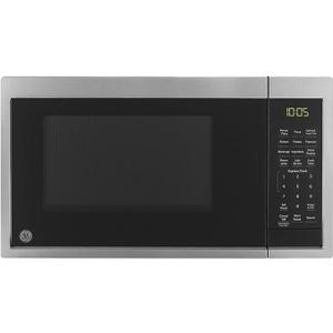 GE Countertop Microwave Oven, Compact 0.9 Cubic Ft., 900-watt Capacity, 7 Auto Cooking Settings, Child-Lock Technology, Kitchen Essentials for The Countertop, Dorm Room or Apartment, Stainless Steel