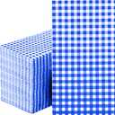 2 x Blue Checkered Napkins  100-Pack 3-Ply Disposable Paper Napkins for BBQ, Picnic, Wedding & Party Events  Soft & Durable Gingham Design.