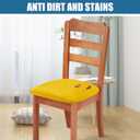 Smiry Velvet Seat Covers for Dining Room Chair Set of 4, Stretch Fit Removable Washable Chair Seat Cushion Protector Slipcovers with Ties, Mustard Yellow