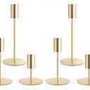Gold Taper Candlestick Holders,Taper Candle Holders Set of 6,Metal Taper Candle Sticks Stand Holders,Modern Decorative Candle Holders for Wedding Certerpieces,Festive, Mantel,Home,Party