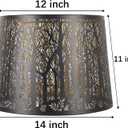 Oversized Large Lampshade Drum Metal Lamp Shade With Etched Metal Openwork Dense Jungle Pattern 14" Top X 16" Bottom X 11" High For Floor Lamps Replacement, Spider