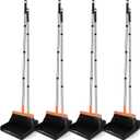 Yungyan 4 Pack Broom and Dustpan Set, 52" Long Handle Adjustable Broom with Dustpan Combo Set for Home Office Kitchen Garage Floor Cleaning