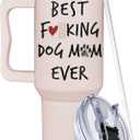Dog Mom Gifts For Women - Dog Lady Gifts - Mothers Day Gift For Dog Lovers - Birthday, Christmas Gift For Pet Owners - Pet Lover Present For Women - Dog Mom 40oz Tumbler With Handle