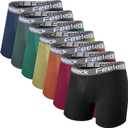 Feeleck Mens underwear Rayon Boxer Briefs 7-Pack,Soft & Moisture Wicking with Fly Underwear for Man (3X-Large)