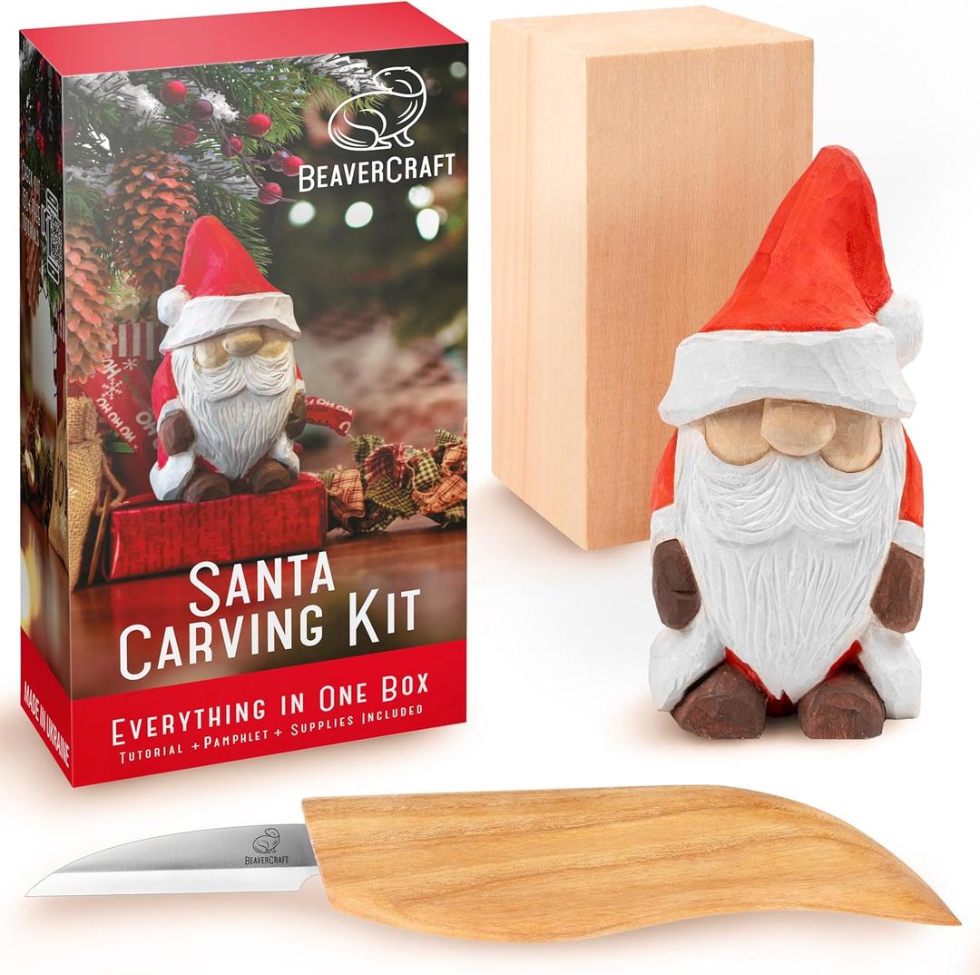BeaverCraft DIY06 Santa Whittling Kit  Wood Carving Kit for Beginners  Wood Carving Tools Set, Diy Crafts for Adults  Woodworking Kits for Kids&Teens  Hobby Kits for Adults, Woodworking Gifts