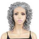 Onemliy Grey Lace Front Wigs Curly Synthetic Heat Resistant Fiber Hair Wig Silver Wigs for Women Daily Use