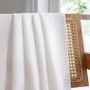 Chyhomenyc White Curtains 45 Inch Length 2 Panels, Faux Linen Textured Semi Sheer Light Filtering Soft Airy Rod Pocket Window Treatment Drapes for Living Room Bedroom, 30Wx45L Inch, 2 PCS
