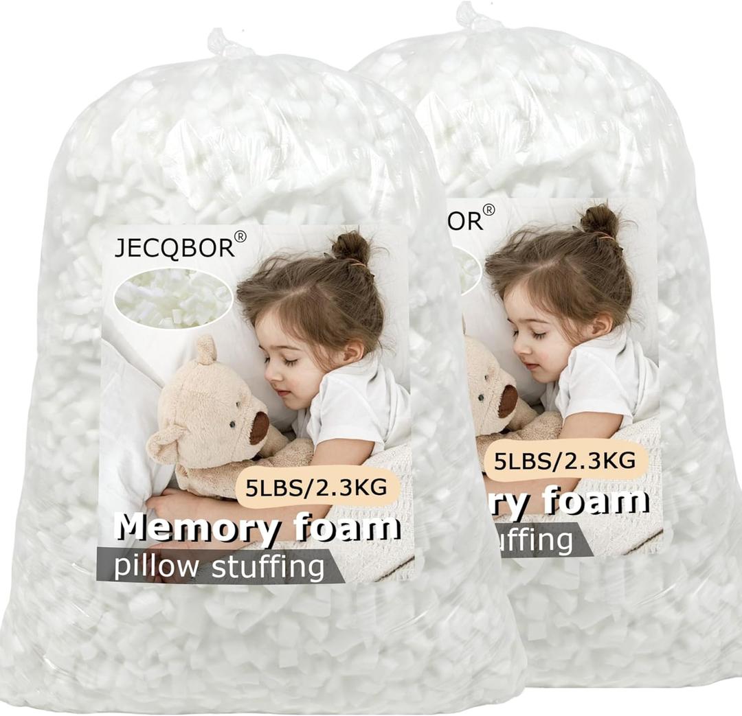 10lbs Pillow Stuffing for Bed Body Cooling Pillow, Adjustable Cold Shreddred Memory Foam Filling with Polyfill Stuffing Refill for Bean Bag Chair Filler, Stuffed Animal, Couch, Art Crafts