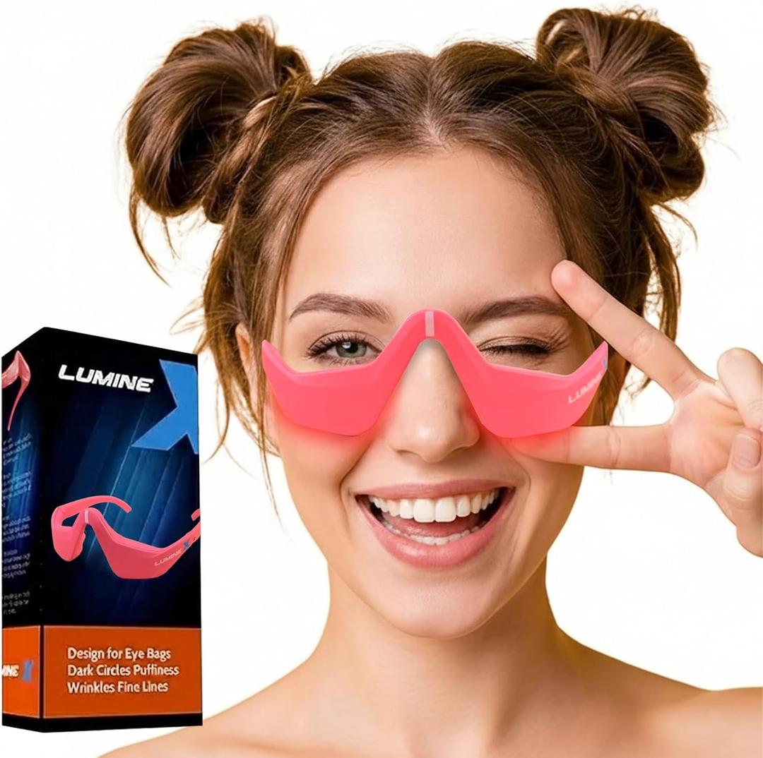 Under-Eye Red Light Therapy Device, & Microcurrent Eye Massager, Puffiness, Eye Bags - Red Light Therapy Glasses for Reducing Wrinkles and Fine Lines(Pink