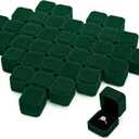 Laumoi 36 Pcs Velvet Ring Box for Wedding Ceremony Engagement Jewelry Boxes Packaging Display Ring Case Earring Storage Holder for Proposal Anniversary Birthday Gift(Green)