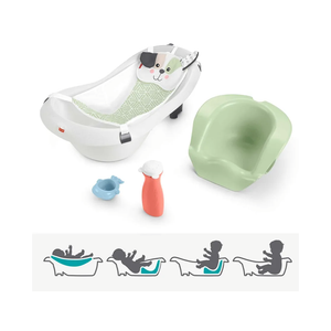 Fisher-Price Baby to Toddler Bath 4-in-1 Sling ‘n Seat Tub with Removable Infant Support and 2 Toys, Puppy Perfection