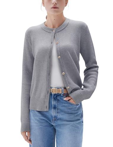 SUUKSESS Women Chunky Cashmere Blend Cardigan Sweaters 2025 Trendy Fall Fashion Button Up Long Sleeve Knit Outfits(Gray M)