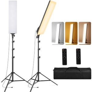 LED Video Light 23.6", 2 Pack Photography Lighting Kit 2500-7500K Dimmable Photo Studio Light 36W Streaming Light with Remote Control & Stand for YouTube TikTok Video Recording Gaming