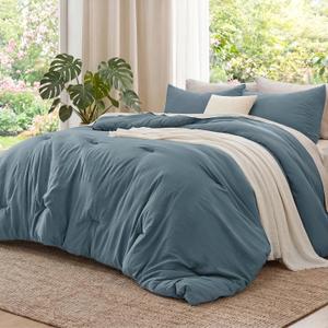 Bedsure Oversized King Comforter Set, Slate Blue Soft Prewashed Bedding for All Seasons, 3 Pieces GentleSoft Bed Set, 1 Lightweight Comforter (120"x98") and 2 Pillowcases (20"x36")