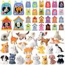 Civaner 48 Pcs Valentine's Gifts Card with Dog and Cat Resin Figurines for Adults Mini Resin Puppy Figures Valentines Pet Love Cards with Heart for Party Favors Gifts Exchange Prizes