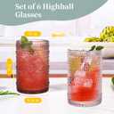 Purple Hobnail Drinking Glasses Set of 6,15 oz Vintage Highball Glasses,Drinkware Kitchen Glasses for Cocktail,Iced Coffee,Beer,Ice Tea,Wine,Whiskey,Water