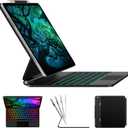 Typecase Edge Keyboard Case for iPad Air 13-inch(M4/M3/M2, 2026/2025/2024) & iPad Pro 12.9-inch(6th/5th/4th/3rd Gen), Magic Keyboard with 11-Color Backlight, Multi-Touch Trackpad, Pencil Holder, Black