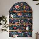 Livelynine Flower Wallpaper Dark Blue Vintage Floral Peel and Stick Wall Paper Colorful Boho Pink Green Red Bright Colors Removable Navy Floral Contact Paper for Cabinets Self Adhesive 17.5x78.8