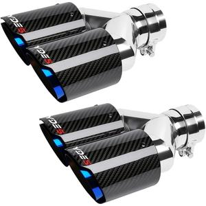 YDES 2.5-Inch Inlet 3.5-Inch Outlet Set of Dual Car Exhaust Tips Fit for 63 mm or 2.5 Inch Stainless Steel Carbon Fiber Tailpipe Exhaust Pipe(2pcs) Blue