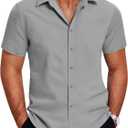 COOFANDY Mens Dress Shirts Short Sleeve Lightweight Wrinkle Free Untucked Button Down Shirt (X-Large)