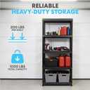 Simpli-Magic 5-Tier Heavy Duty Plastic Storage Shelving Unit, Garage & Basement Organizer, Modular Rack, 36 x 18 x 75 Inches, 200 lbs per Shelf, 1000 lbs Total Capacity