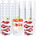 CHENGU Mini Dessert Cups with Spoons 3 oz Small Plastic Dessert Cups Parfait Appetizer Cup Disposable Clear Plastic Cup for Tasting Sample Appetizers (100 Set,Square+Goblet)