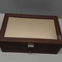 Kukikan Watch Jewelry Box Organizer, 6-Slot 2-Layer Watch Case and Sunglasses Storage with Large Glass Lid, Men's Jewelry Box with Lock, Watch Holder Display Case, Gift for Men Women