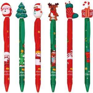 6 Pcs Cute Retractable Colorful Christmas Gel Pens - Aesthetic Pens, Fine Point Black Ink, Smooth Writing Office School Supplies for Women Girls Boys Men (6 Pcs Christmas)