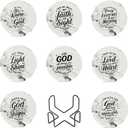 Ceramic Coasters Set of 8 with Holder - Christian Bible Verse Drink Coasters, Absorbent Marble Coasters for Table, Religious Gifts for Women Friends Family, 4 Inches
