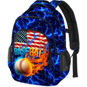 Baseball Backpack for Kids,School Bookbag Large Capacity Adjustable Bookbag Durable Lighting Multi Pockets School Bag Daypack Travel (Baseball)