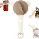Upgraded 4-in-1 Multi-Functional Jar & Bottle Opener (1-3.5inches), Magnetic Stainless Steel Can Opener with Retractable Adjustable Grip, Extended Ergonomic Handle for Easy Opening, Beige (1 Pack)