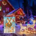 2 x IVN Christmas Animal Friends Garden Flag Yard Flag for Outside 12 x 18 Inch Double Sided Burlap Snow Reindeer Dog Bunny Banner for Patio Lawn Home Outdoor Decoration