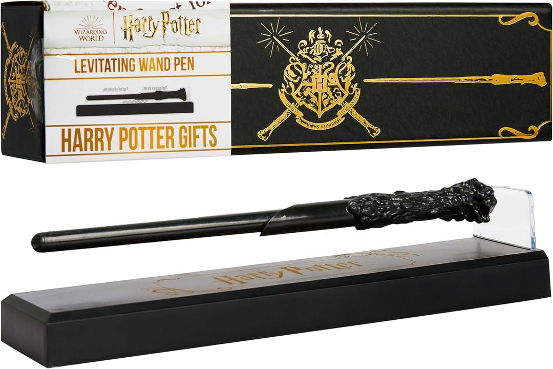 Harry Potter Floating Wand Pen with Magnetic Stand, HogwartsCollectibles in Gift Ready Box, Cool Desk Decor for Office, Gifts for Kids and Adults (Black 1 Pcs)