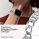 JR.DM Silver Watch Bands for Women Compatible with Apple Watch 38mm 40mm 41mm 42mm(S10/11) Adjustable Metal Cowboy Steel Single Chain Bracelet for iWatch Series 11/10/9/8/7/6/5/4 SE 3/2/1 (No Case)
