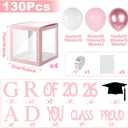 Graduation Decorations 2026,4 Pcs Transparent Balloon Boxes with Letters of GRAD,PROUD OF YOU,Class of 2026 and 130pcs Light Pink Balloons Arch for High School College 2026 Grad Party Supplies