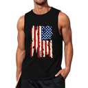 Mens American Flag Tank Top Sleeveless 4th of July Independence Day Tops.L