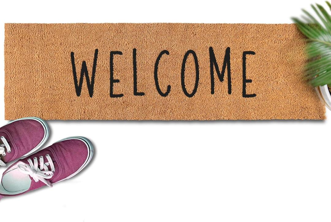 Welcome Front Door Mat 50x15 Inch, Oversized Extra Large Welcome Mat for Covered Outdoor Area, Double Door Long Door Mat (1'3" x 4'2" (Rectangular)