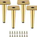 Gold Metal Furniture Legs Heavy Duty Straight Furniture Feet DIY Modern Replacement Legs for Cabinet Sofa Couch Chair-Set of 4 (Gold, 6")