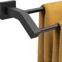 FORIOUS Double Towel Bar, 24 Inch Dual Towel Racks for Bathroom Wall Mounted, Thicken SUS304 Stainless Steel Bath Square Towel Rod Towel Holder Rail, Matte Black